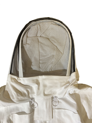 Kids beekeeping suit hood close up